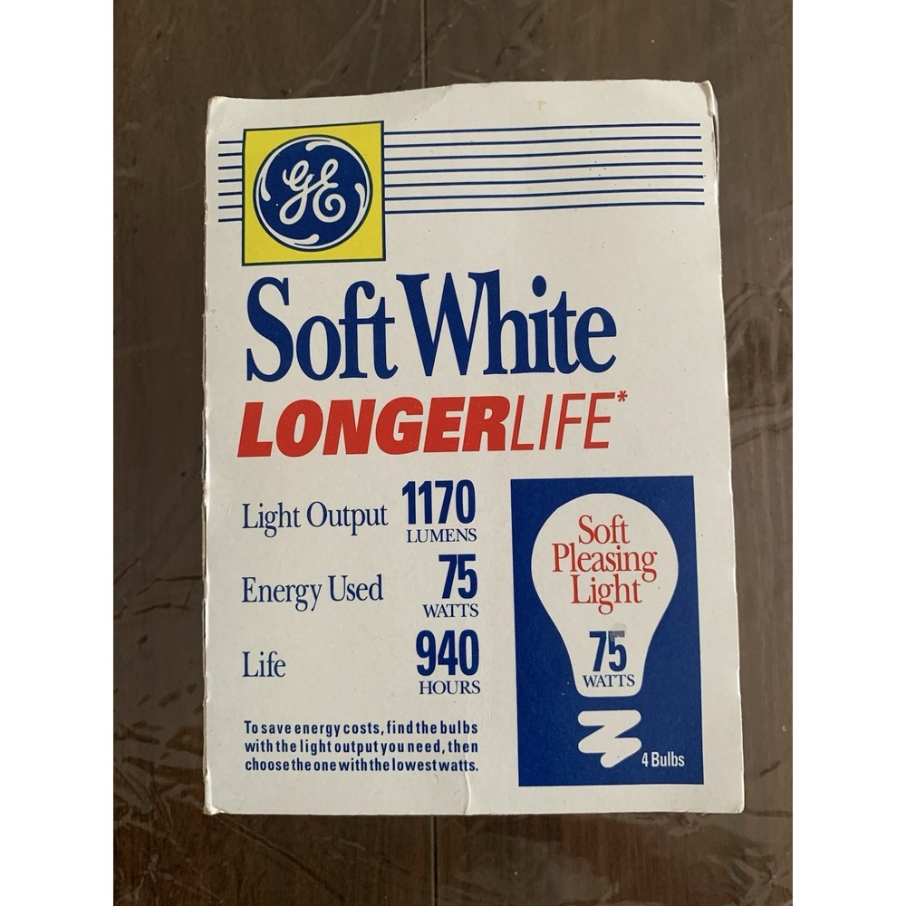 Vtg GE Light Bulbs - NEW Soft White 75 Watt Bulbs 1 Pack of 4 ADHD Anxiety